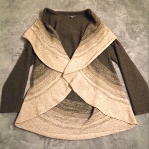 Eileen Fisher yak, wool, and silk blend ombre open front sweater cardigan